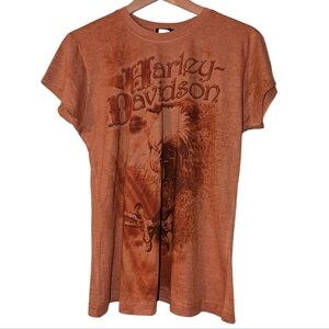 Harley Davidson Motorcycle Eagle Rhinestone Freedom Orlando Short Sleeve Shirt